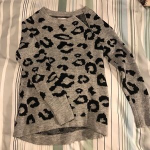 Abercrombie Zip Crewneck Sweater animal print